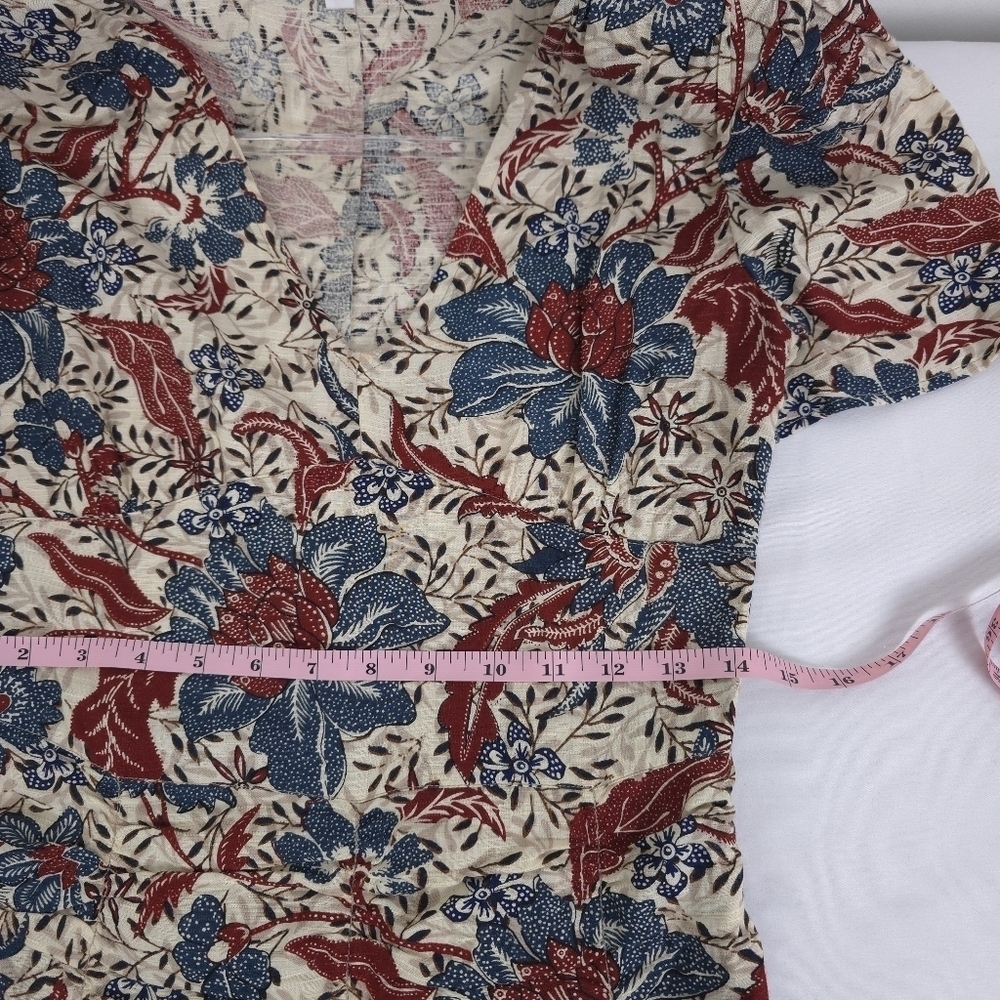 Walter Baker Josie Ruched Floral Dress V Neck Short Sleeve Size 2 - Picture 6 of 13